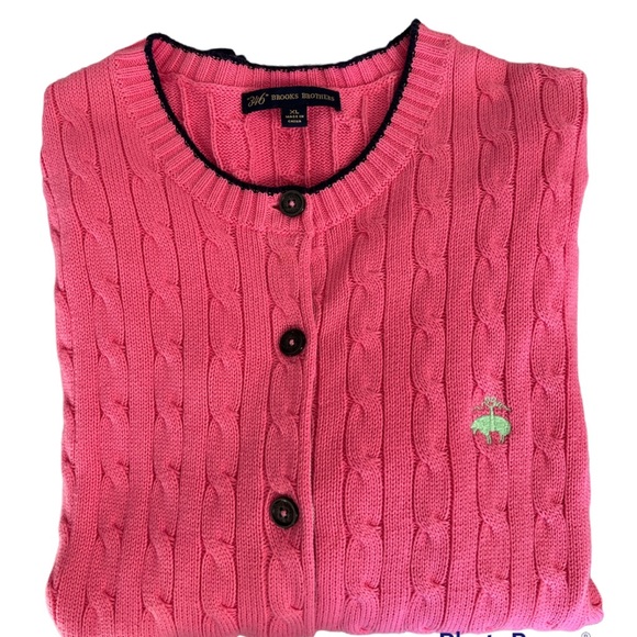 Brooks Brothers Sweaters - Brooks Brothers 346 Pink Cable Knit Cardigan 100% cotton Sweater sz XL